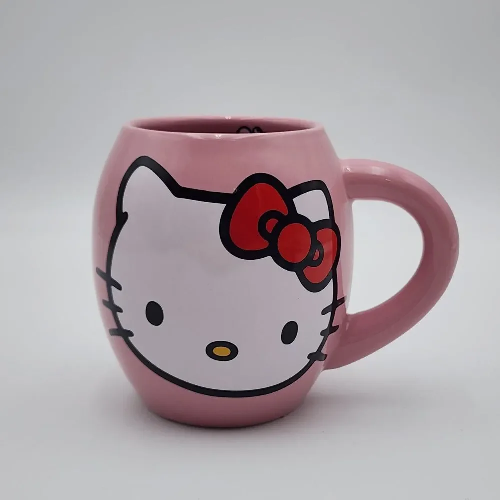 Sanrio‎ 2011 HELLO KITTY Pink Barrel Ceramic Coffee Tea Mug w/Butterflies 18 oz